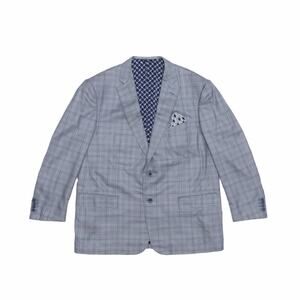 8.5k.$ Zilli Mens Silk Blazer Sport Coat Jacket Luxury Check Grey Blue US 48R